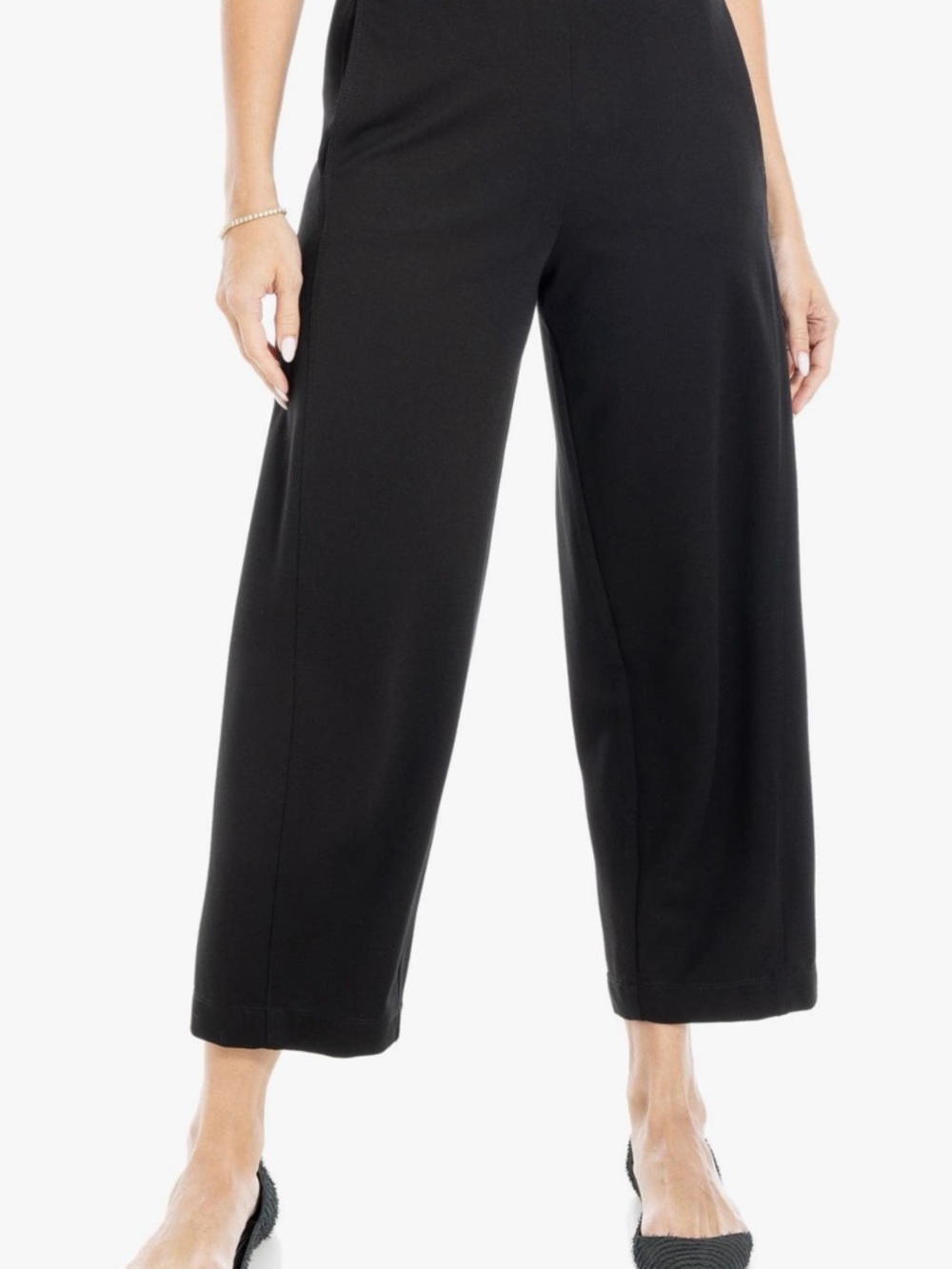 Max Studio Black Wide-Leg Cropped Trousers